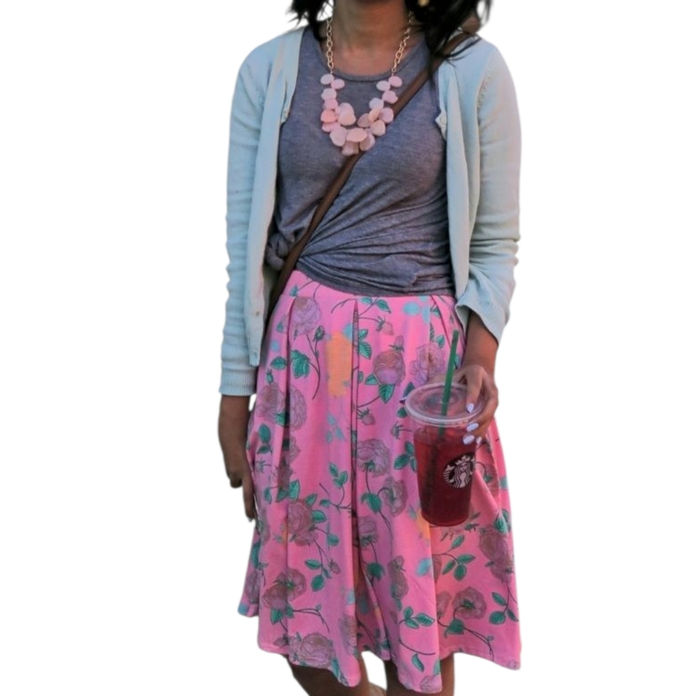 Madison Pink Floral Lularoe Pleated Skirt